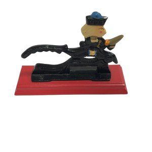 Vintage Nutcracker Cast Iron on Wooden Base Red British